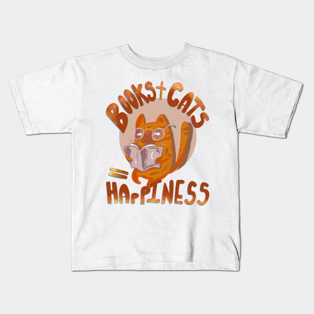 Books and Cats Equal Happiness T-shirt Kids T-Shirt by PhantomDesign